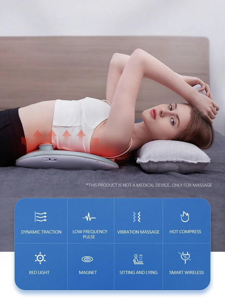 Wireless pulse vibration hot compress red light lumbar vertebra Waist massage therapy equipment