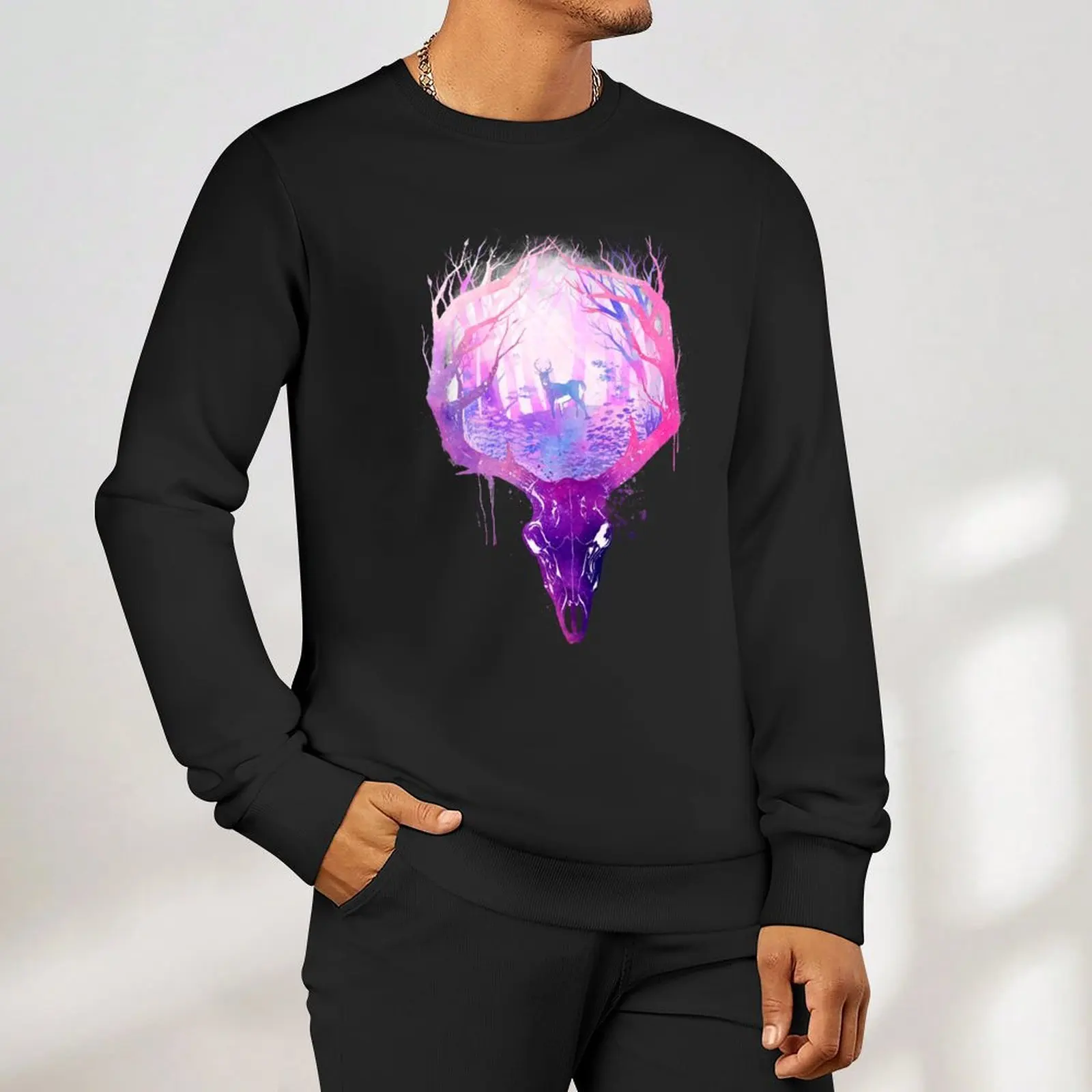 الغزلان الجمجمة دائرة الحياة البلوز ملابس رجالي ملابس رجالية الكورية نمط الملابس أنيمي الملابس الخريف البلوز