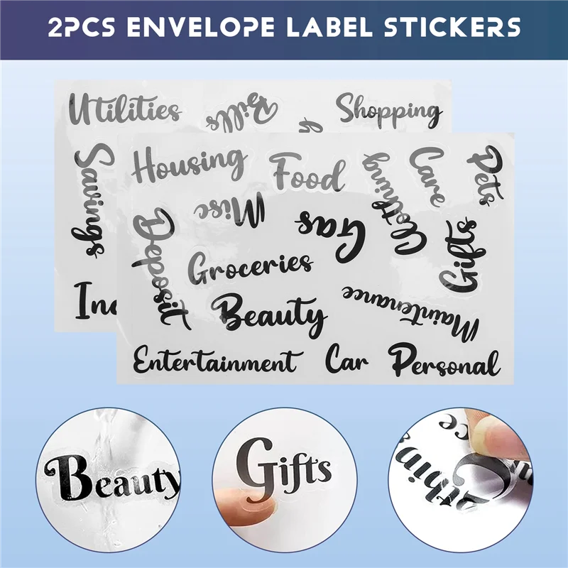 Práctico paquete de 27 juegos de carpetas de bolsillo A6, carpeta A6, bolsillos con cremallera, hojas de presupuesto de gastos, etiquetas adhesivas para sobres de efectivo, página de neón