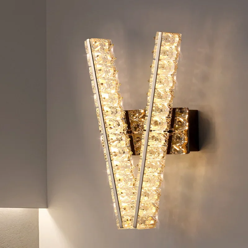 

Bedside Crystal Wall Light Bedroom Lamp Living Room Decoration Luxury Minimalist Staircase Lighting