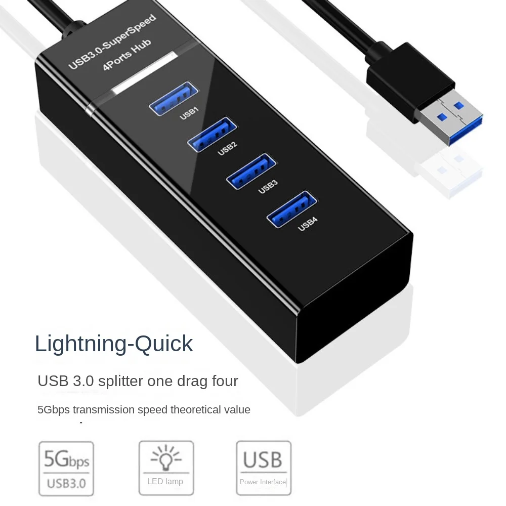 Expansão Multi-Interface Hub, Extensor USB, Adaptador, Laptop, Desktop, Computador, 1 a 4