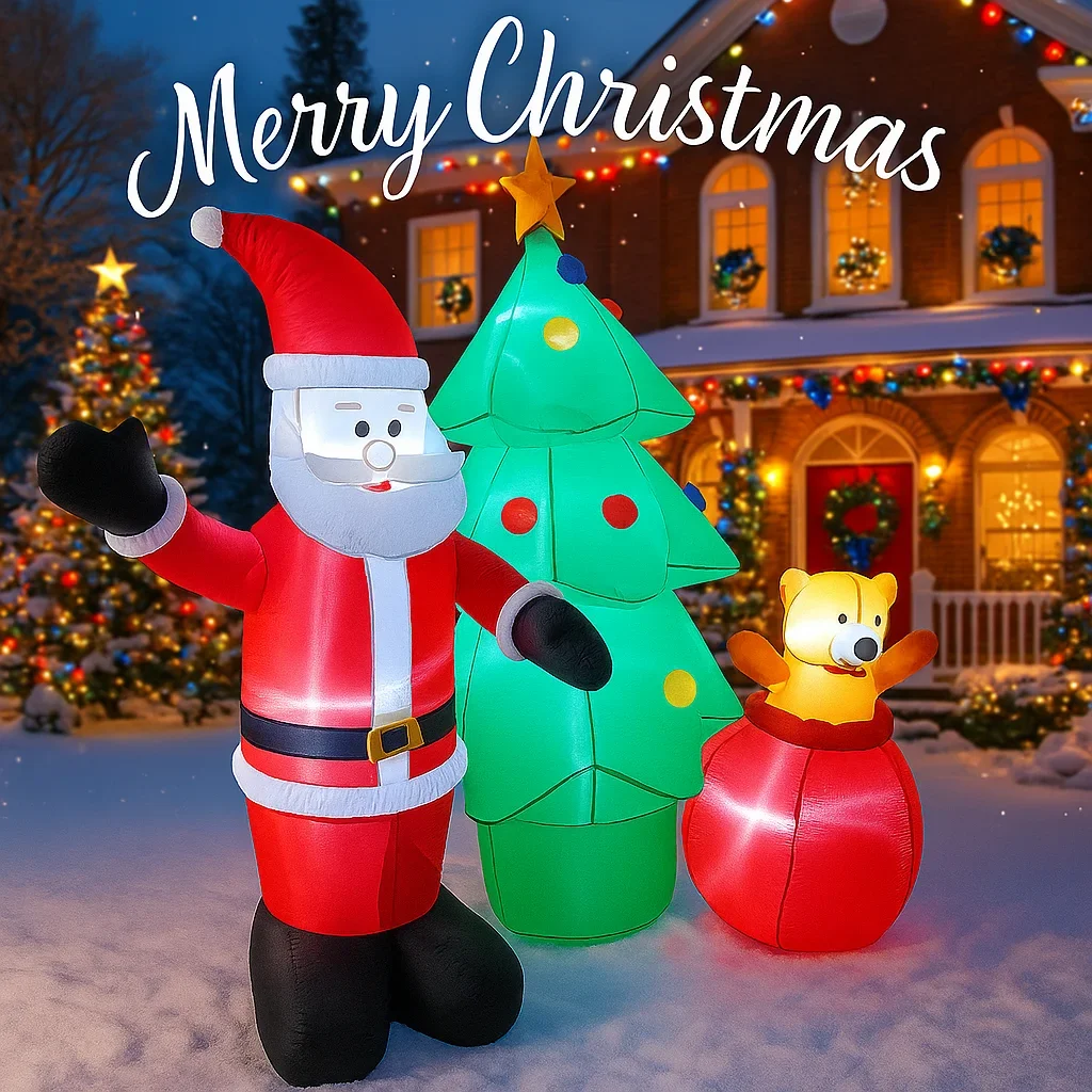 2.2 متر/7FT شجرة سانتا كلوز و تيدي بير زينة أضواء LED ساحة عيد الميلاد الحلي ديكور لوازم DIY بها بنفسك عيد الميلاد تفجير ديكور #2