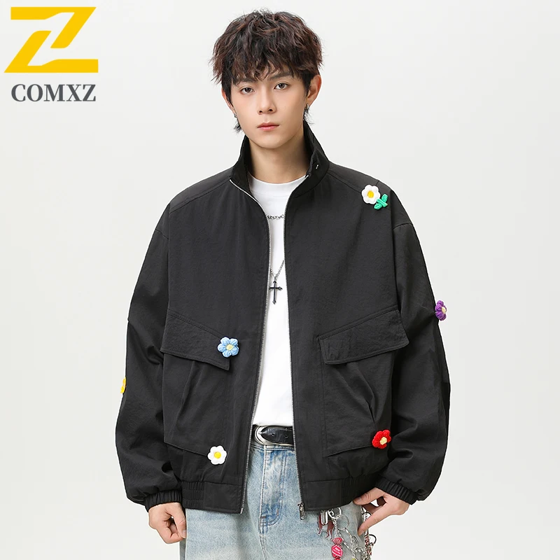 

Couple Jacket 2025 Trend Three-dimensional Flower Design Comfortable Breathable Stand Up Collar Jacket Outdoor Street Casual Top
