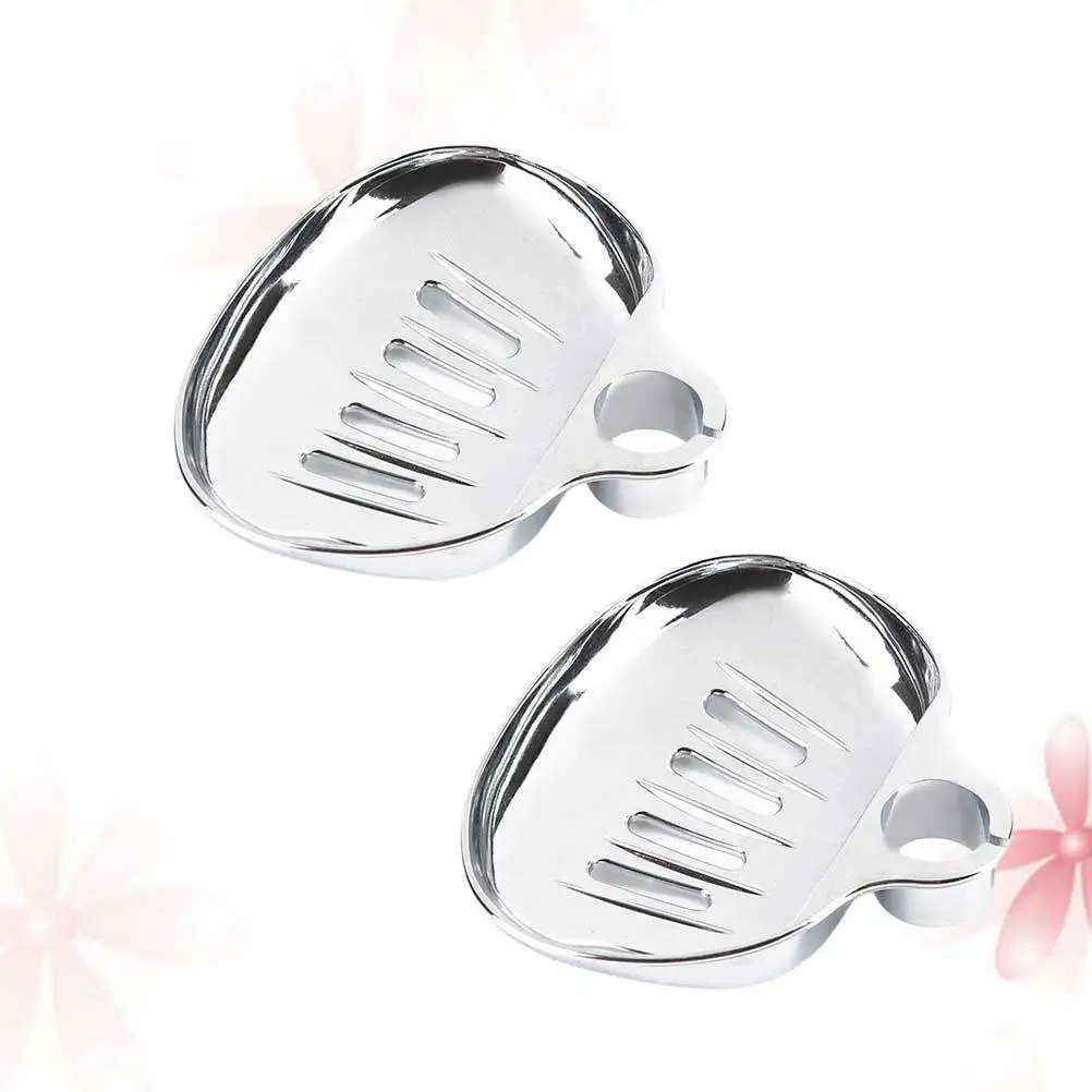

2Pcs Circular Sector Shower Rod Soap Tray Soap Holder Silver Hollow Drain Strip Design Lightweight Eco Friendly