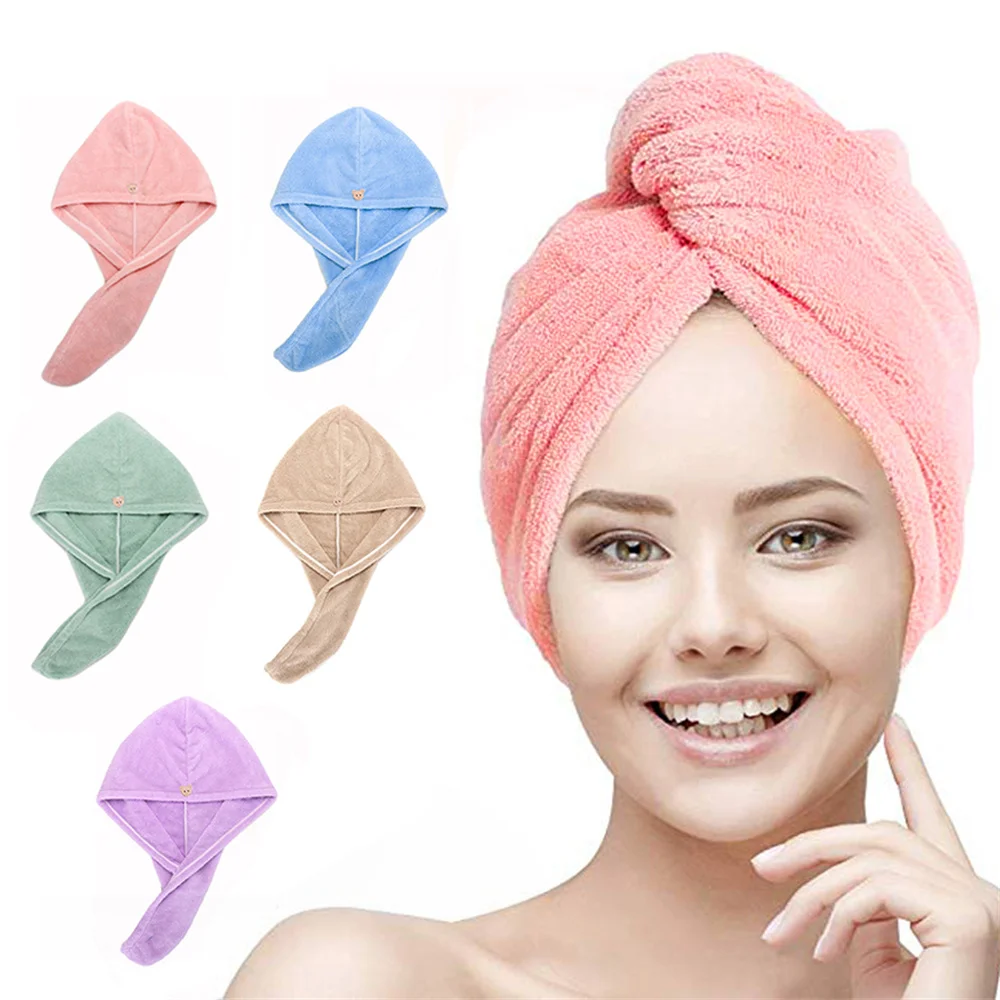 Drying Hair Towel Dry Hair Cap Microfiber Hair Drying Wrap Strong Water Absorbent Triangle Shower Hat Wiping Hair Towel Tool