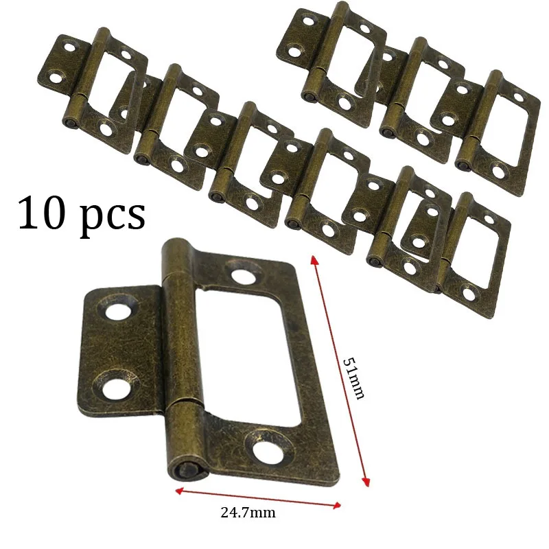 10pcs Door Hinges Bifold Butt Cabinet Hinges Vintage Furniture Hardware Antique Door Hinge with Screws for Door Windows Cabinet