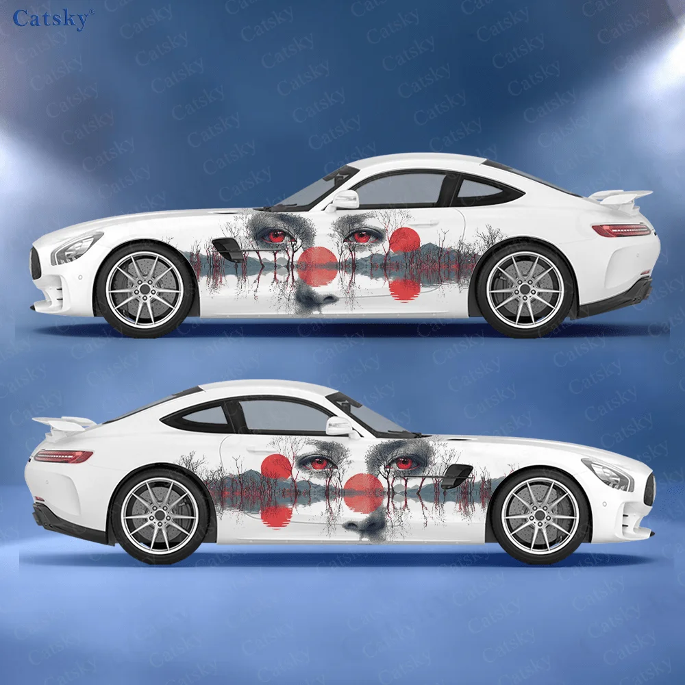 

Female Face and Landscape Car Side Sticker Decor,PVC Waterproof Scratch Resistant Decal,Car Protection,Auto Accessories Gift