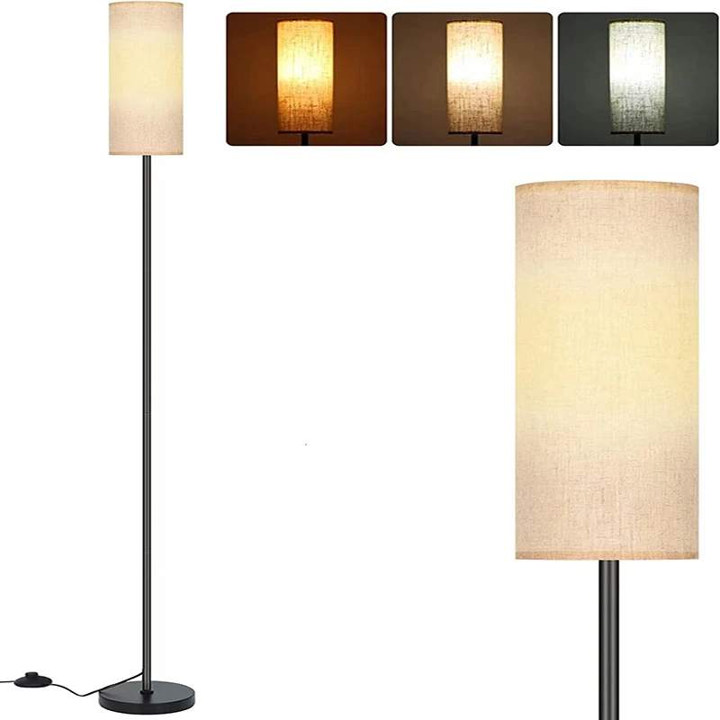 Imagem -02 - Nordic Led Floor Lamp For Living Room Decor Standing Lights Bedside Lamp Reading Stand Lamps Cloth Lampshade Iluminação Interior Quarto