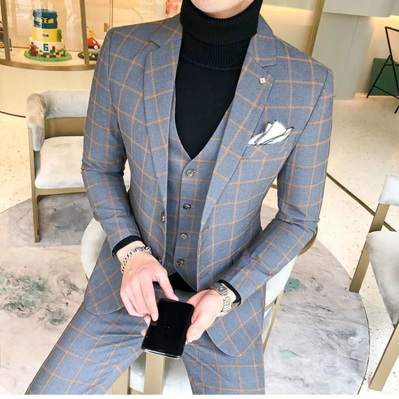 Men's Suit suit Korean Slim-fit Best Man and Groom Wedding Dress Fashionable Handsome Business Casual Suit Formal Suit