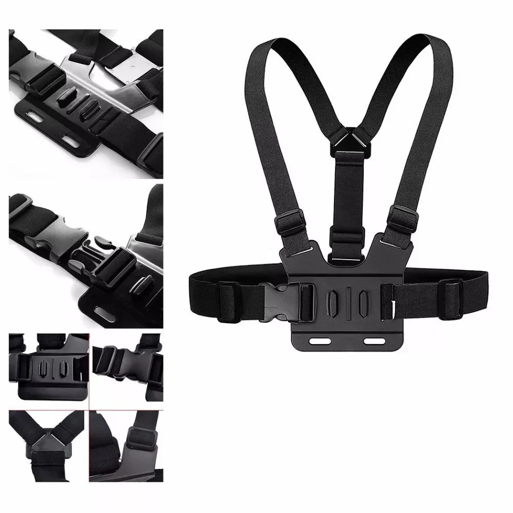 Chest Harness Mount Adjustable Chest Strap Belt with J Hook Compatible for Gopro Hero 12 11 10 9 AKASO Action Camera Accessories