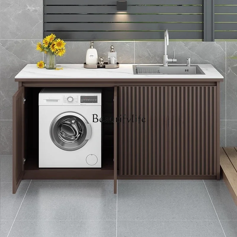 

FG11*Outdoor all-aluminum alloy rock slab washbasin outdoor villa garden waterproof sunscreen washing machine integrated locker