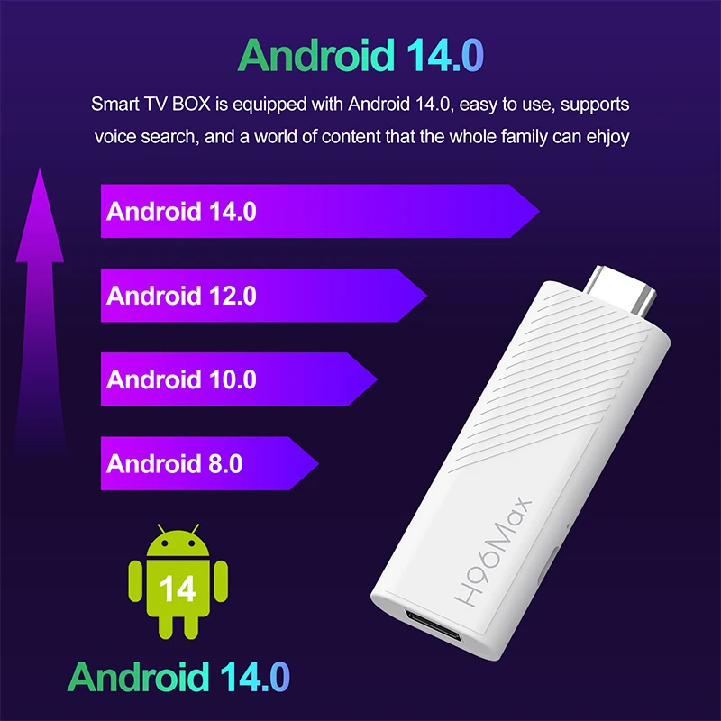 TV Stick H96 MAX H313 Wifi6 Android 14 BT5.0 Quad Core 4K Reproductor multimedia para el hogar Asistente de voz Smart Android TV Stick 2GB 16GB 8GB 2