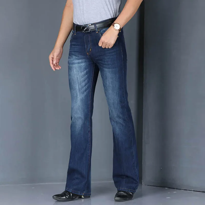 

Denim Flared Jeans Men Boot Cut Denim Pants Comfortable Slightly Slim Classic Loose Casual Blue Black Trousers For Male Bootcut