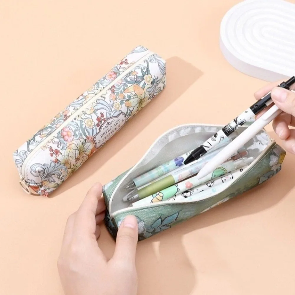 Retro Large Capacity Pencil Case Printing PVC Pen Bag Stationery Bag Office Use