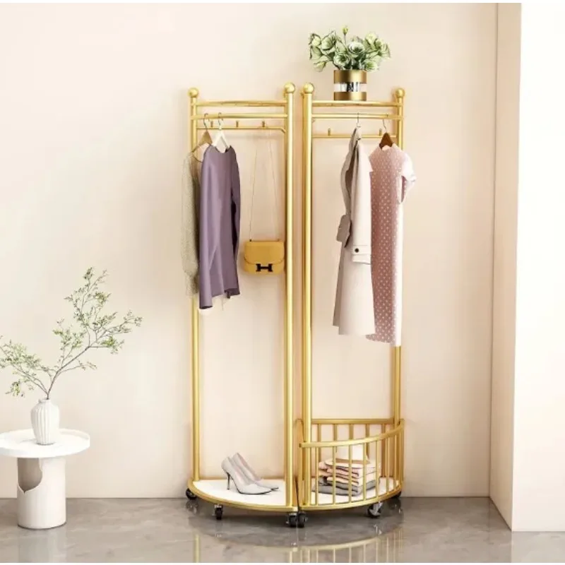 

Modern Metal Foldable Coat Rack Iron Wheeled Movable Floor Hanger for Home Living Room Bedroom or Warehouse for Hotels shoe rack