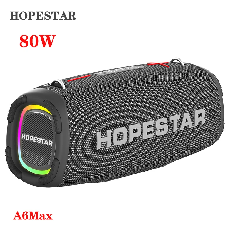 Портативный динамик HOPESTAR-A6MAX, мощный Bluetooth-динамик 80 Вт с микрофоном, водонепроницаемая поддержка IPX6, TF-карта, воспроизведение через USB