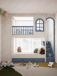 Children's Room Height-Adjustable Bed Bunk Bed with Wardrobe Combined Bed Boy Raised Fence Bunk Beds for Kids