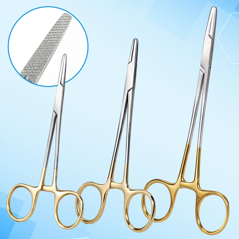 

1pc Stainless Steel Gold Plated Handle Orthodontic Forcep Surgical Instrument Reusable Gold Plated Handle 12/14/16/18cm Tool