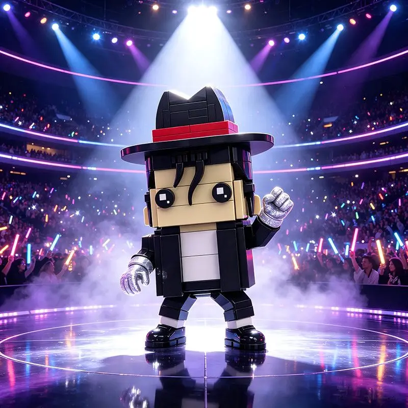 Michael Jackson Handcrafted Building Block Stage Performance Doll Collectible Ornament Holiday Gift