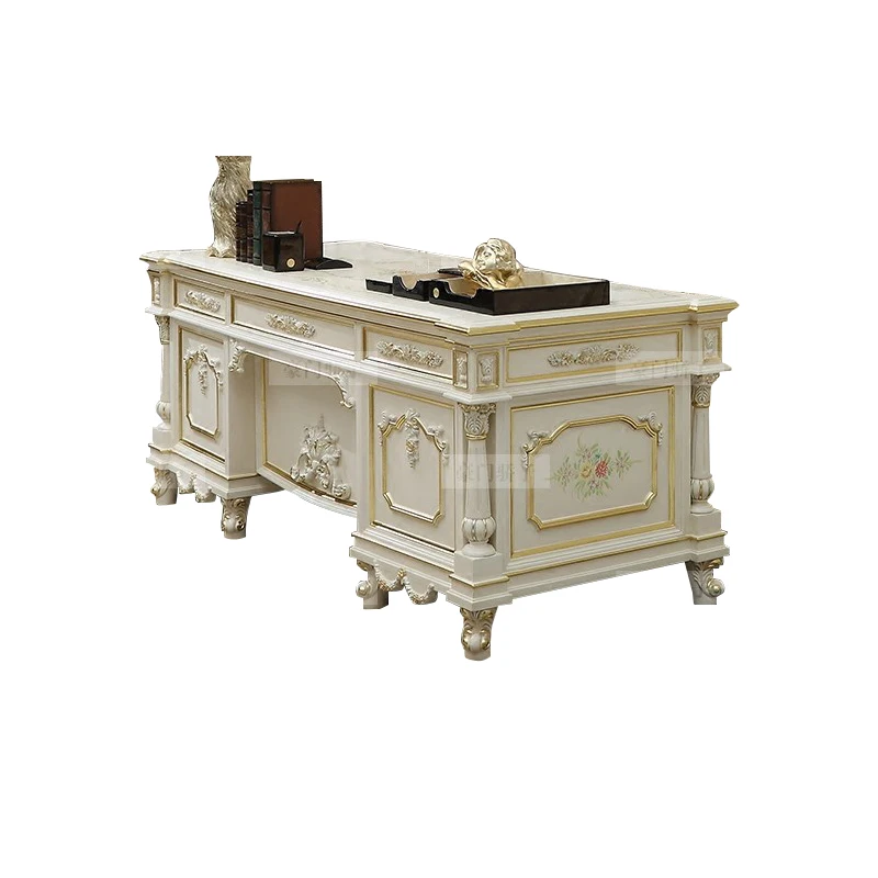 French painted solid wood desk European desk Computer desks Household white boss table Large desk