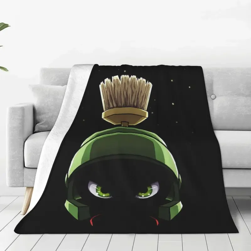 Marvin The Martian Cartoon Blanket Flannel Textile Decor Alien Multifunction Super Warm Throw Blankets for Bed Car Rug Piece