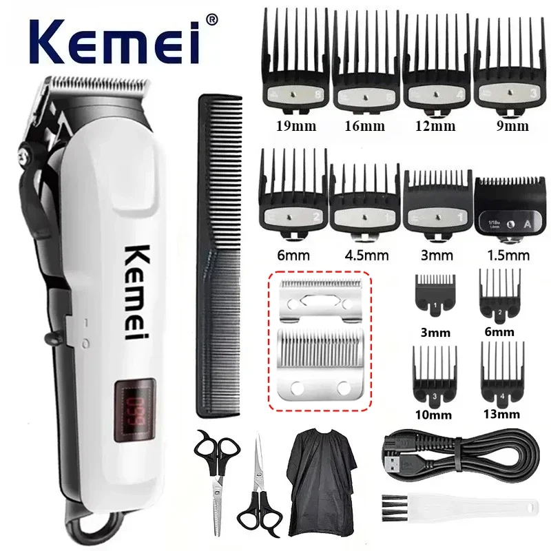 

Hair Clipper Hair Cut Maching Wireless Trimmer Professional Clipper Machine Rechargeable Hair Cut Barber Kemei KM-809A