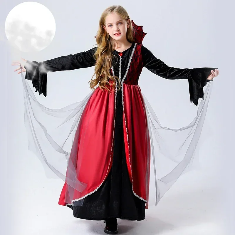 

Halloween Children Retro Court Queen Vampire Masquerade Costume