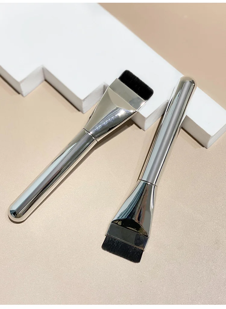 Brocha para base de cabeza plana, brocha correctora ultrafina sin rastro, brocha para máscara, sin polvo, herramientas de belleza para el cabello suave, brochas de maquillaje