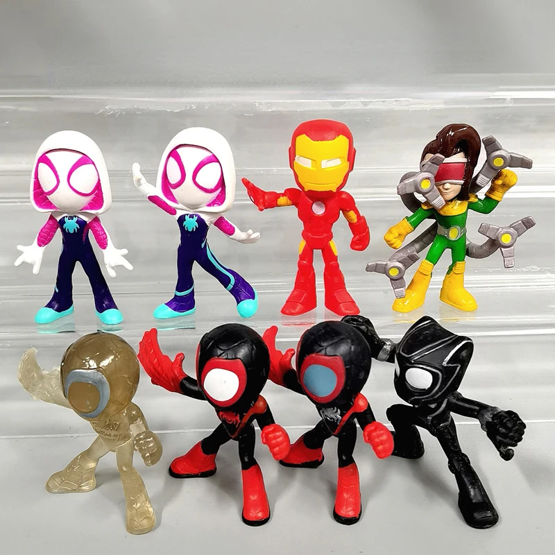 

The Avengers Animation Series Spider-Man Iron Man Black Panther Action Figure Model Toys Collection Decoration Kids Gifts