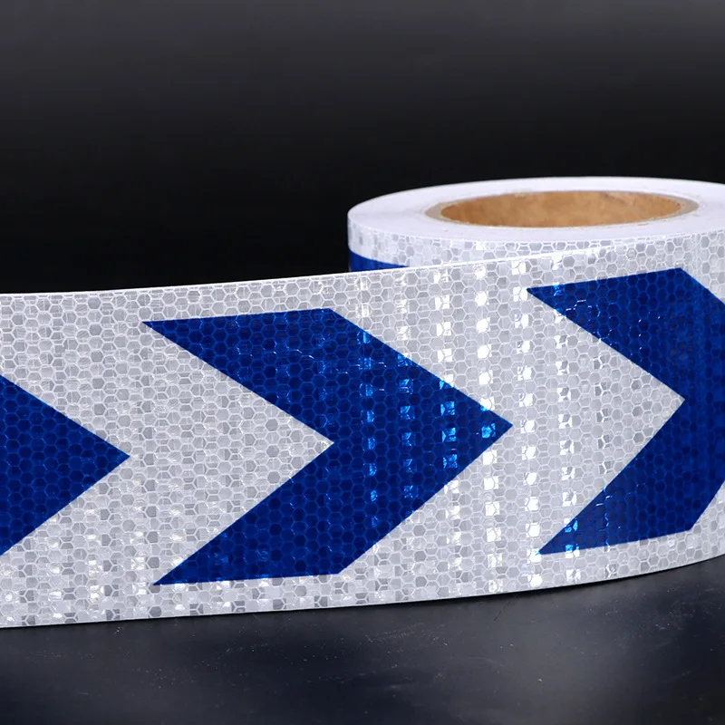 VITCOCO White Blue Arrow Lattice Reflective Tape Reflective Film of Truck Body Road Traffic Signs Fire Safety Warning Tape