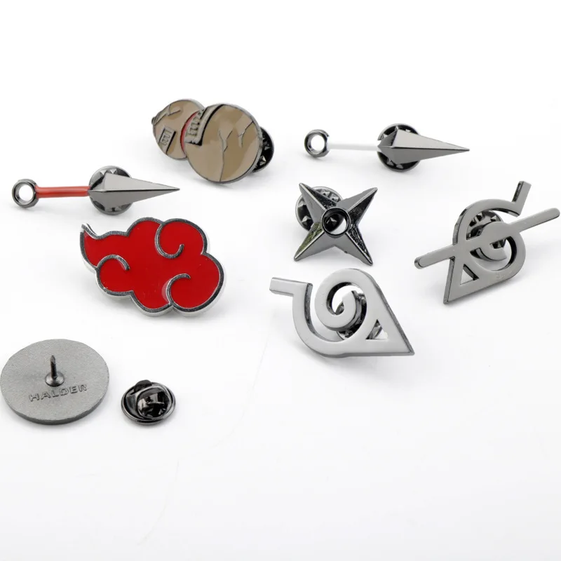 Broche Ninja, emblema volador de calabaza de ojo de rueda de escritura de nube roja, amargo sin insignia, adecuado para fanáticos, accesorios y regalos de juego de rol