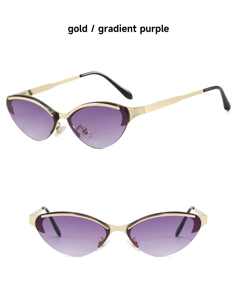 Neue Mode Cat Eye Sonnenbrille Frauen UV400 Randlose Shades Marke Designer Sonnenbrille Augenbrauen Elegante Outdoor Brillen – Detail 12