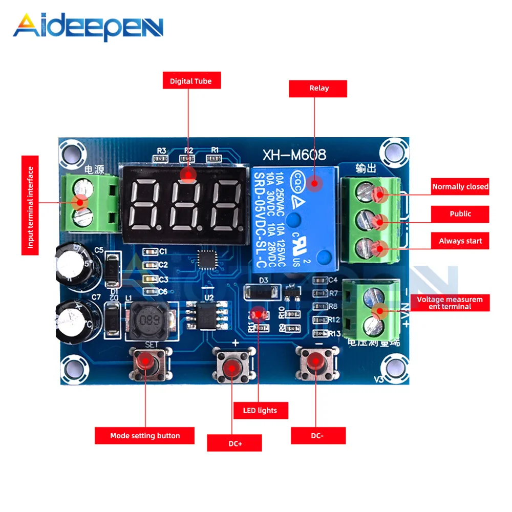 DC6-40V Battery Charge Discharge Switch Module Undervoltage Overvoltage Protection Board Auto Cut Off Disconnect Controller