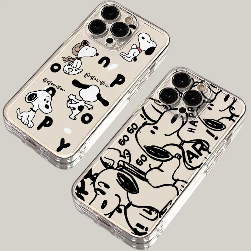 Cute S-Snoopys Dog Line Phone Case for Samsung Galaxy A57 A56 A55 A54 A52 A37 A36 A26 A17 A16 A07 A06 4G 5G TPU Cover