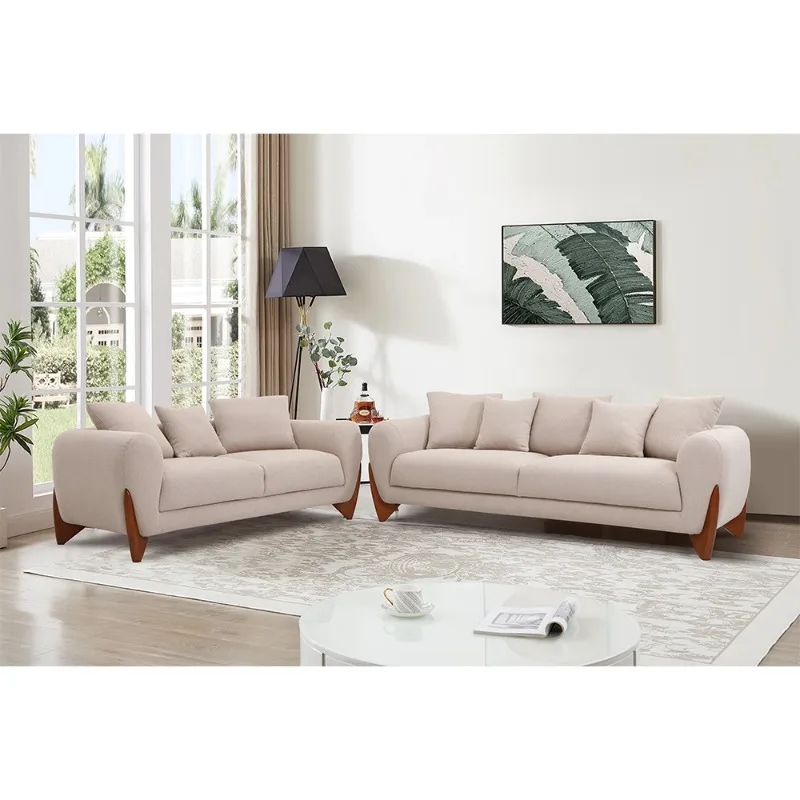 Italian Simple Stylish Living Room Luxury Sofa with Shaped Wood Leg High-end Furniture Sofa Set Shaped Design Whole Sales Sofa