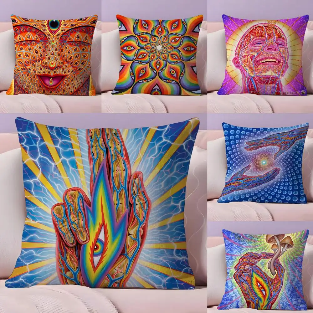 Artist A-Alex Grey Cushion Cover Pillow Case Plush Fabric Soft Double Sided Print Home Sofa High Quality Cushion