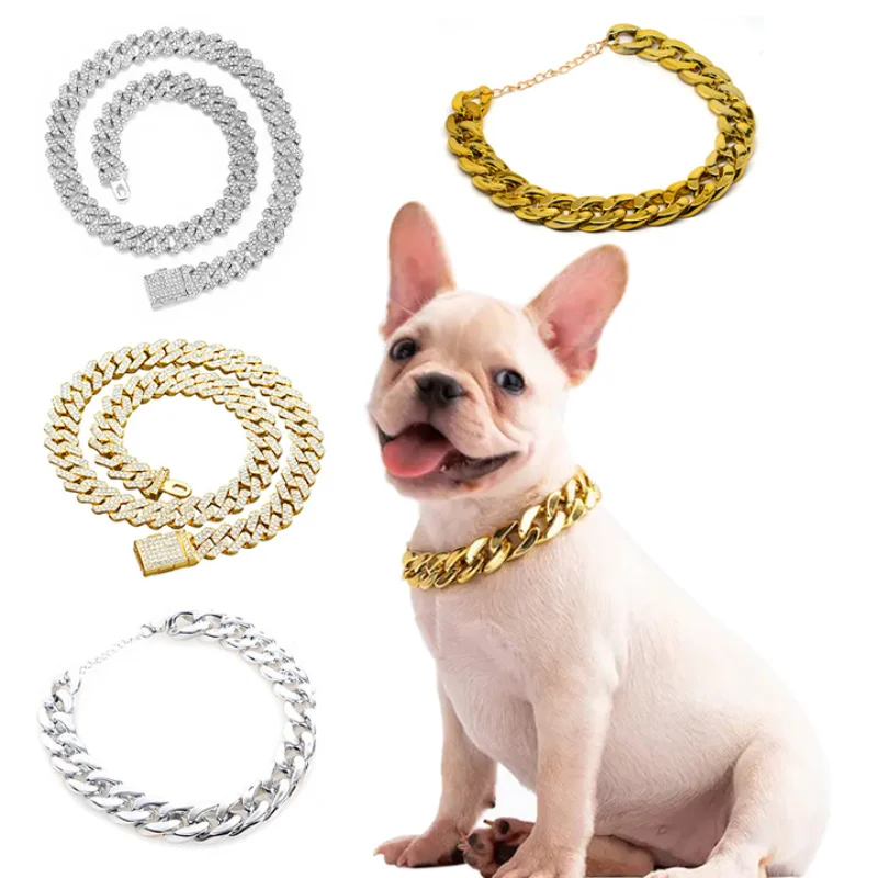 

Dog Collar Chain French Bulldog Teddy Necklace Cat Pet Collars for Small Large Dogs Cats Accessories 20/65cm Pets Decor Items