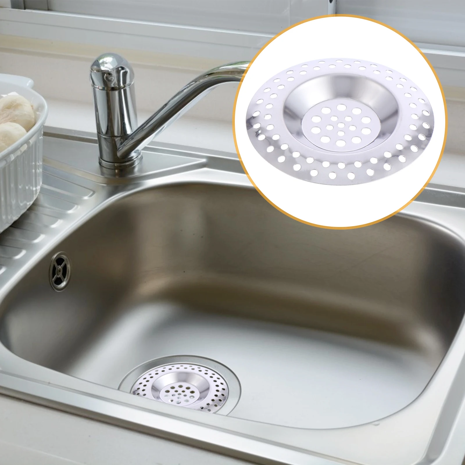 

10Pcs Kitchen Sink Filter Stainless Steel Hair Stopper Drain Cover Strainer Bathroom Suit Water Trough Practical Gadget