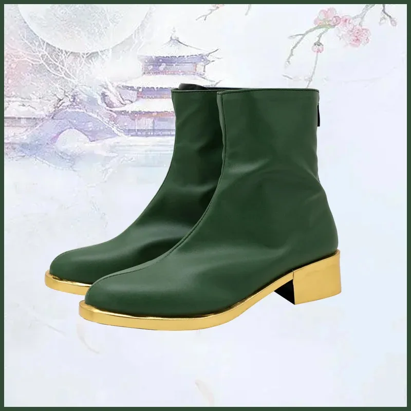 JoJo‘s Bizarre Adventure Jolyne Cujoh Cosplay Shoes Green Leather Boots Platform Shoes For Men Women Fancy Carnival Party Props