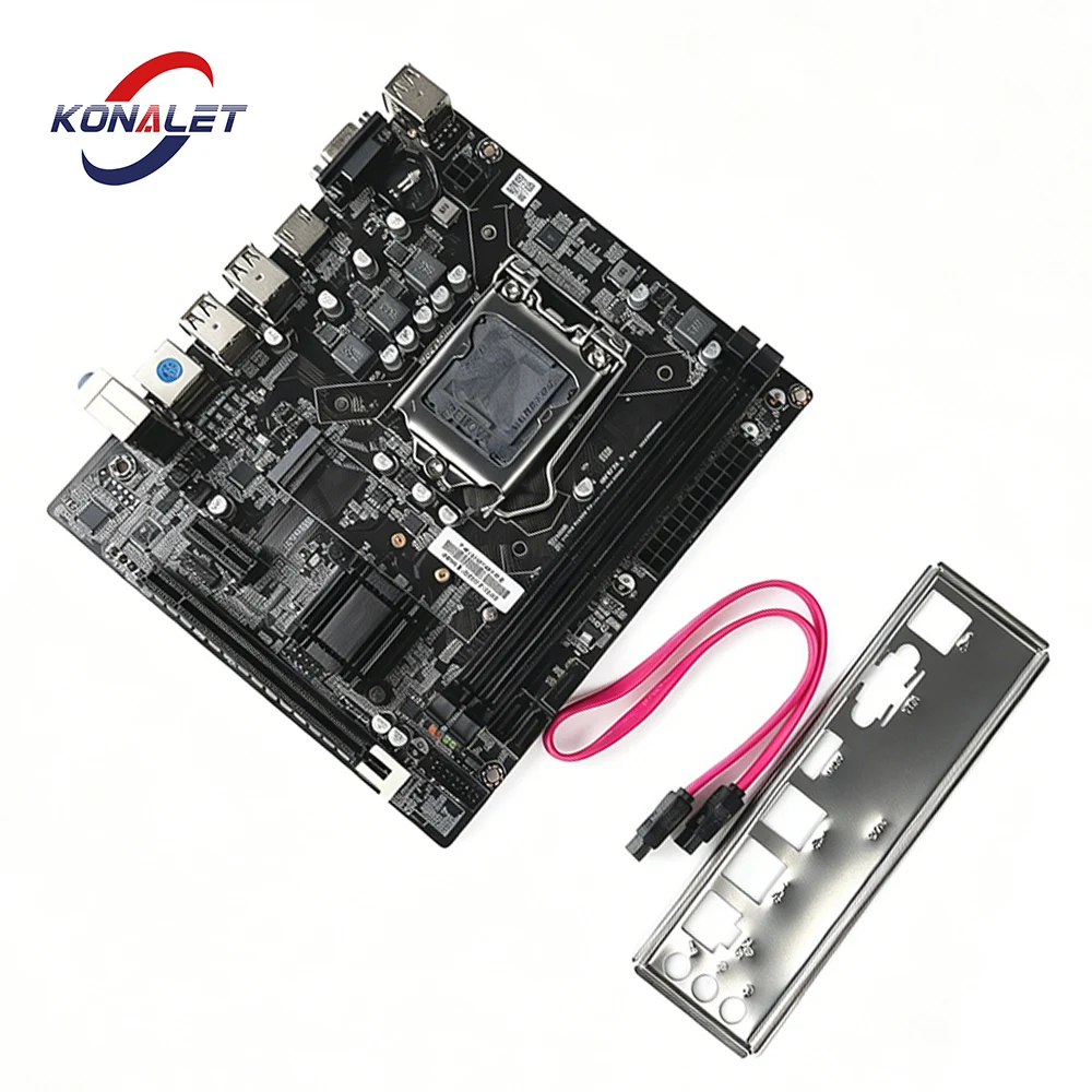 Placa-mãe KONALET H61 LGA 1155 DDR3 Dual Channel 2 DIMM para Desktop, Suporte NVME M.2 SSD, Processadores Intel i3 i5 i7, VGA HDMI