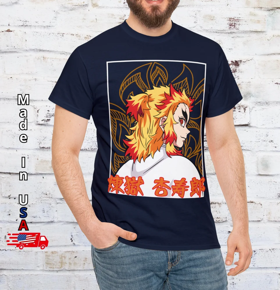 Kyojuro Rengoku T Shirt Demon Slayer Tee Anime Clothing Manga Japanese Cosplay