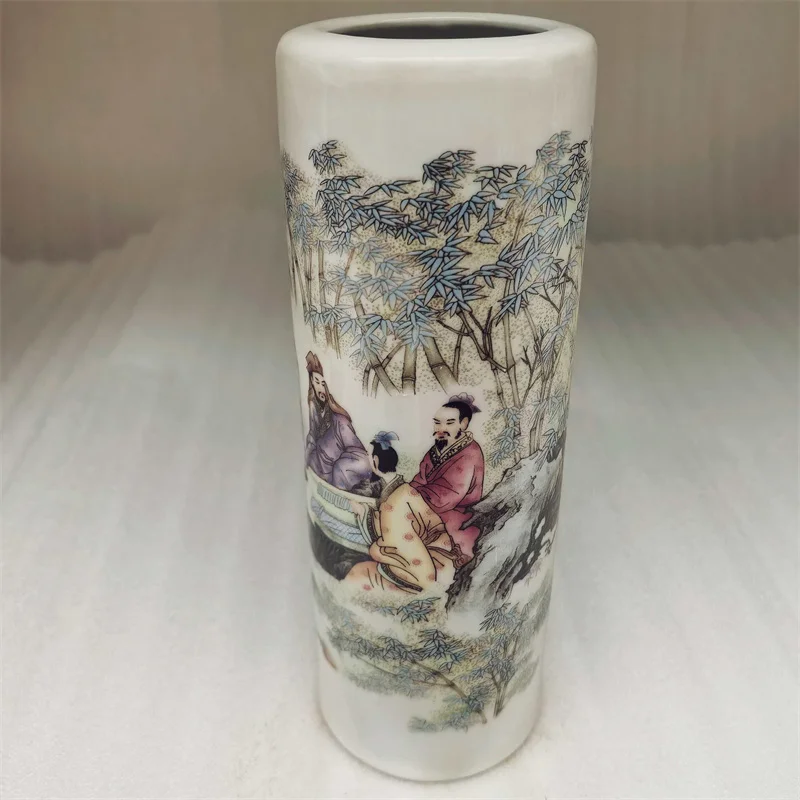 Chinese Old Porcelain Vase Pastel Character Story Pattern Collectible Antique Decorative Home Decor