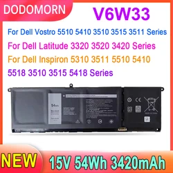 DODOMORN V6W33 Laptop Battery For Dell Latitude 3320 3520 Inspiron 5310 5415 5410 2-in-1 7415 2-in-1 15 5515 Vostro16 5620 G91J0