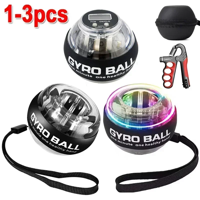 Gyro Ball With Balls Bag Powerball Coloured Lights Power Ball Gym Exercise Sport Workout Equipment Armwrestling Forearm Training