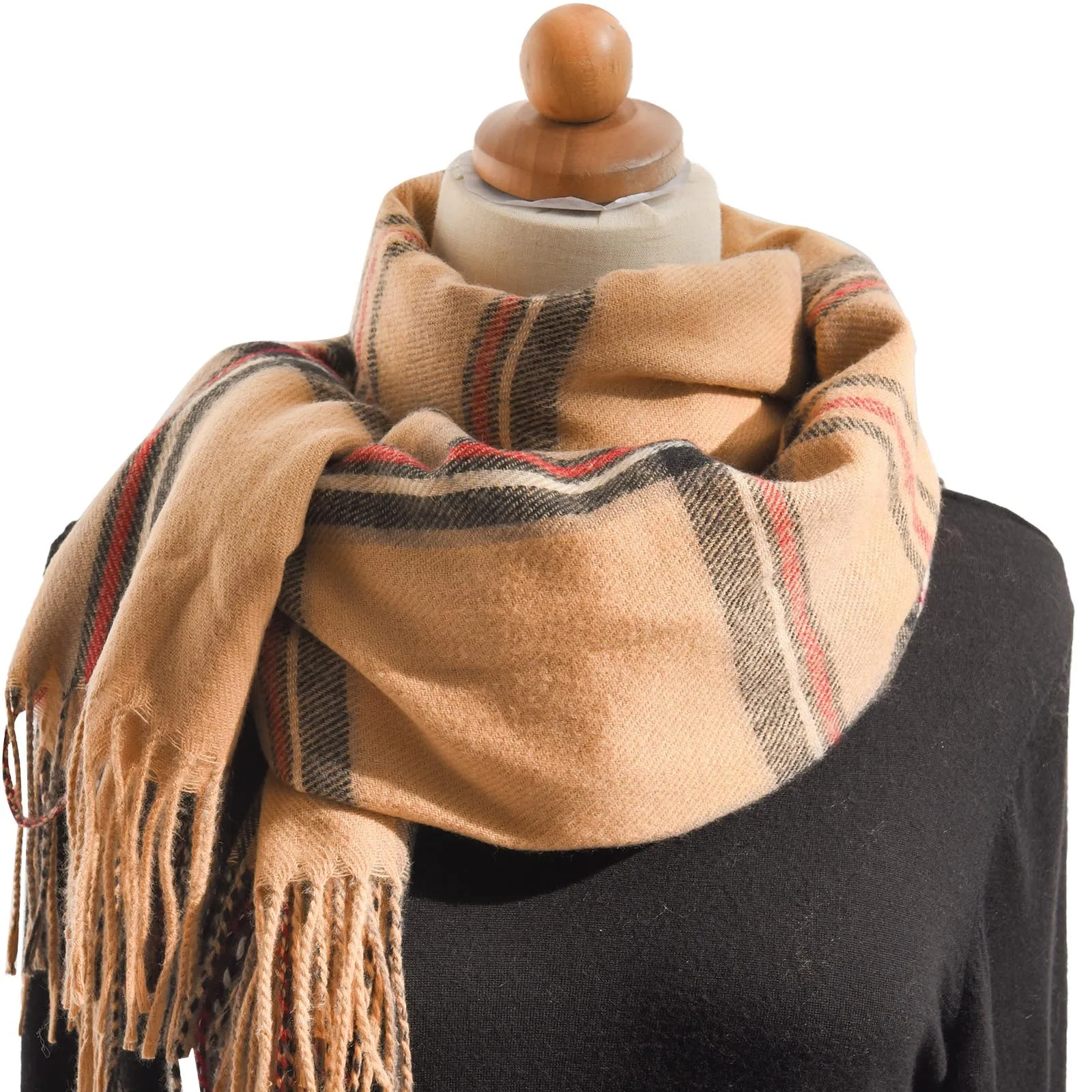 Women\'S Autumn And Winter Colorful Plaid Shawl Thickening Warm Scarf Hair Wrap Blanket Wrap for Women Warm Light up Winter Scarf