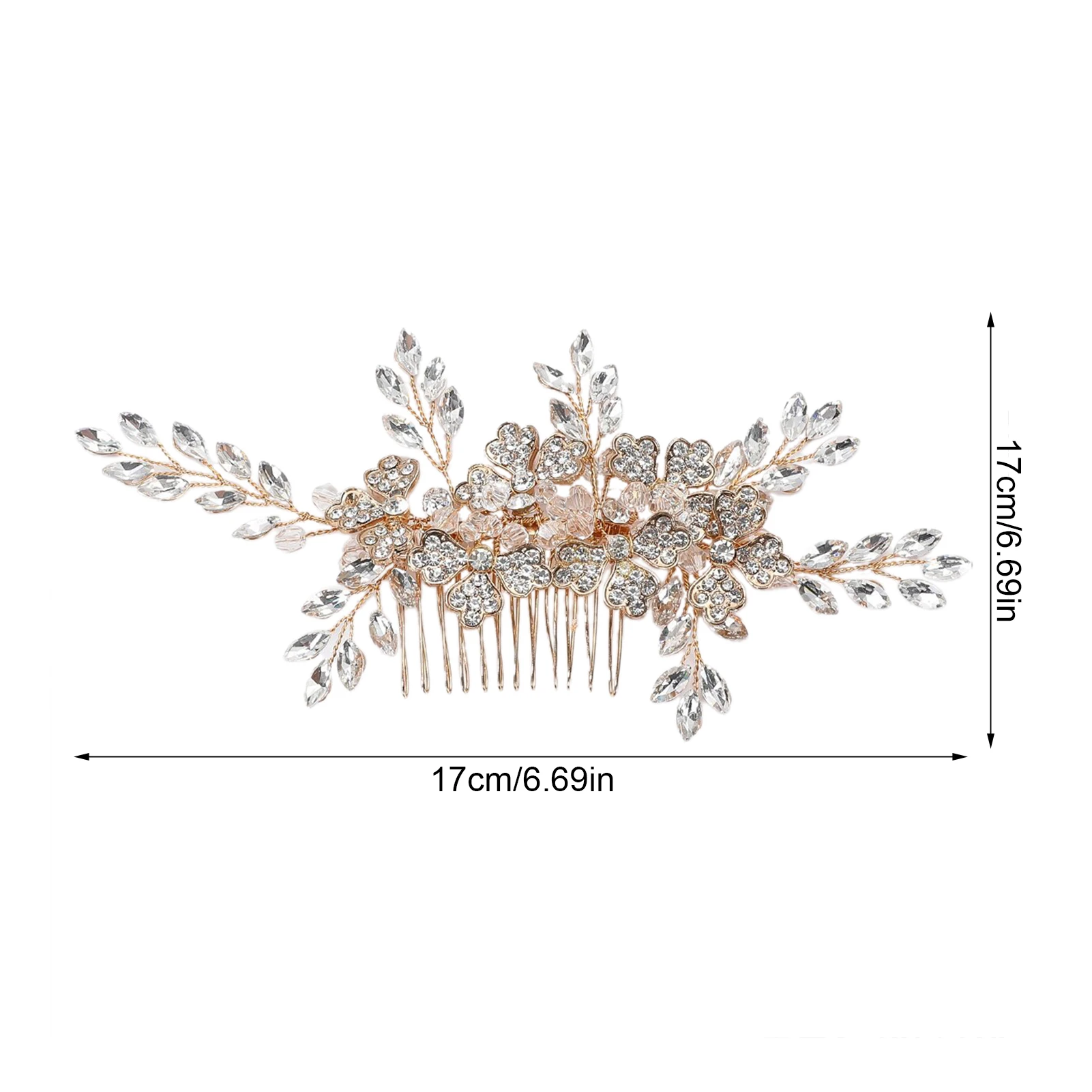 

Light Luxury Wedding Hair Combs Gold/Silver Color Alloy Flower Leaf Hairpins Side Clips Bridal Sparkly Rhinestone Hair Jewelry