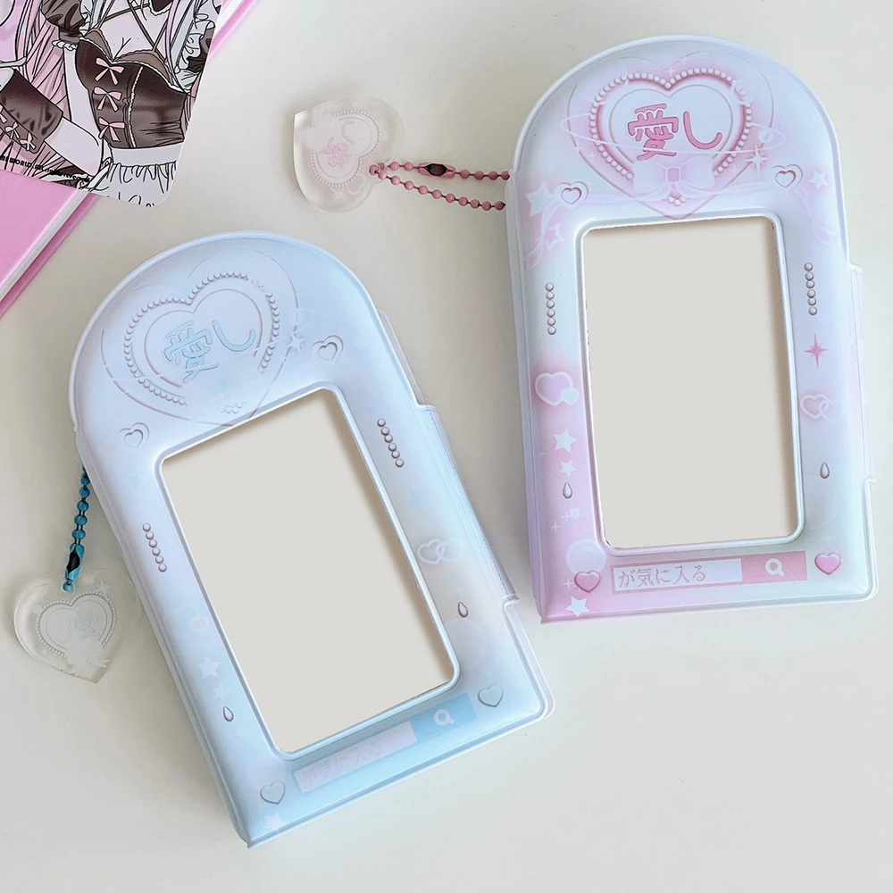 Y2k 3 Inch Photo Album INS Sweet Pink Blue Photocard Holder With Pendant Cartoon Mini Instax Photo Collect Book Pictures Storage