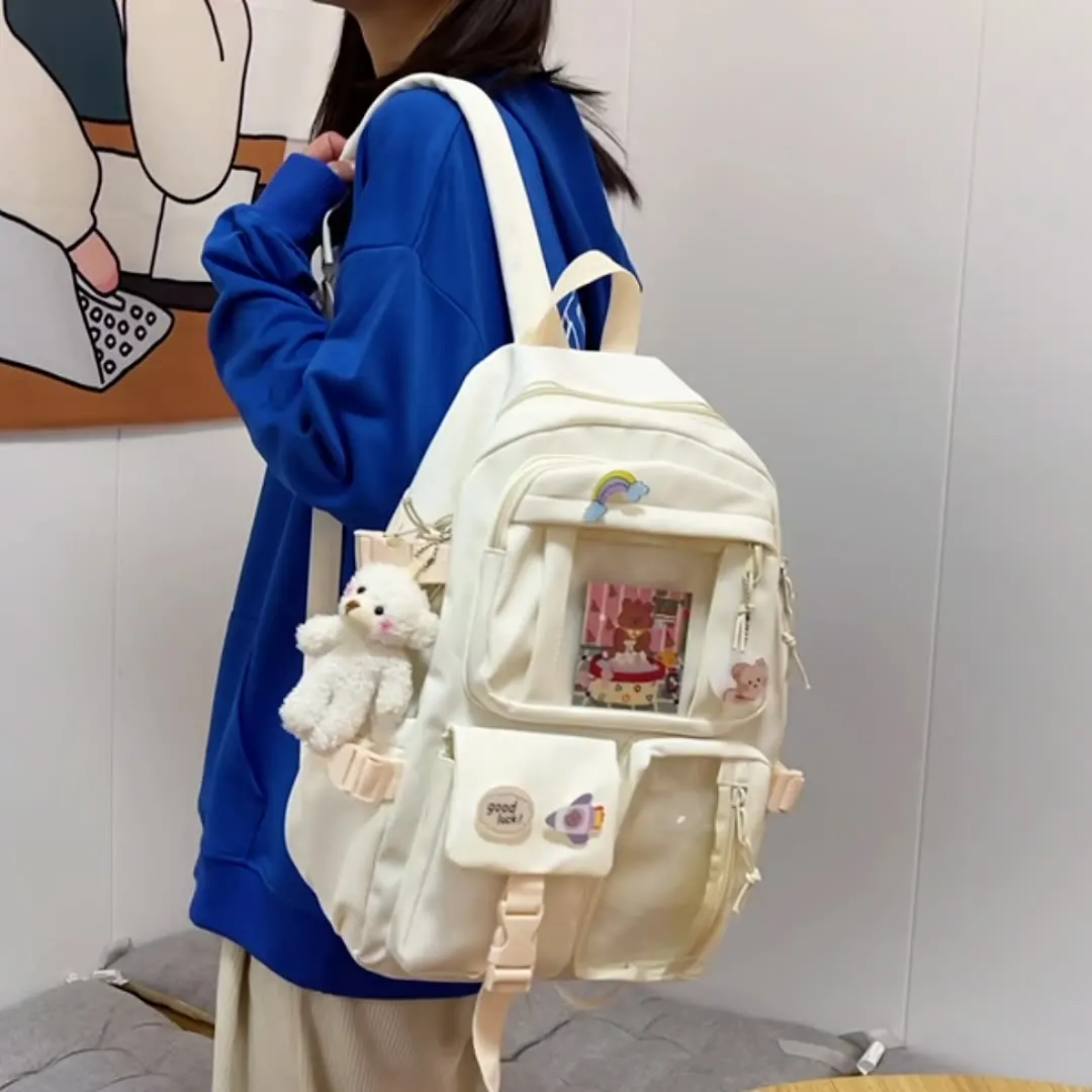 Ins style large capacity elementary school high school student backpack, female Korean version Harajuku versatile backpack, init