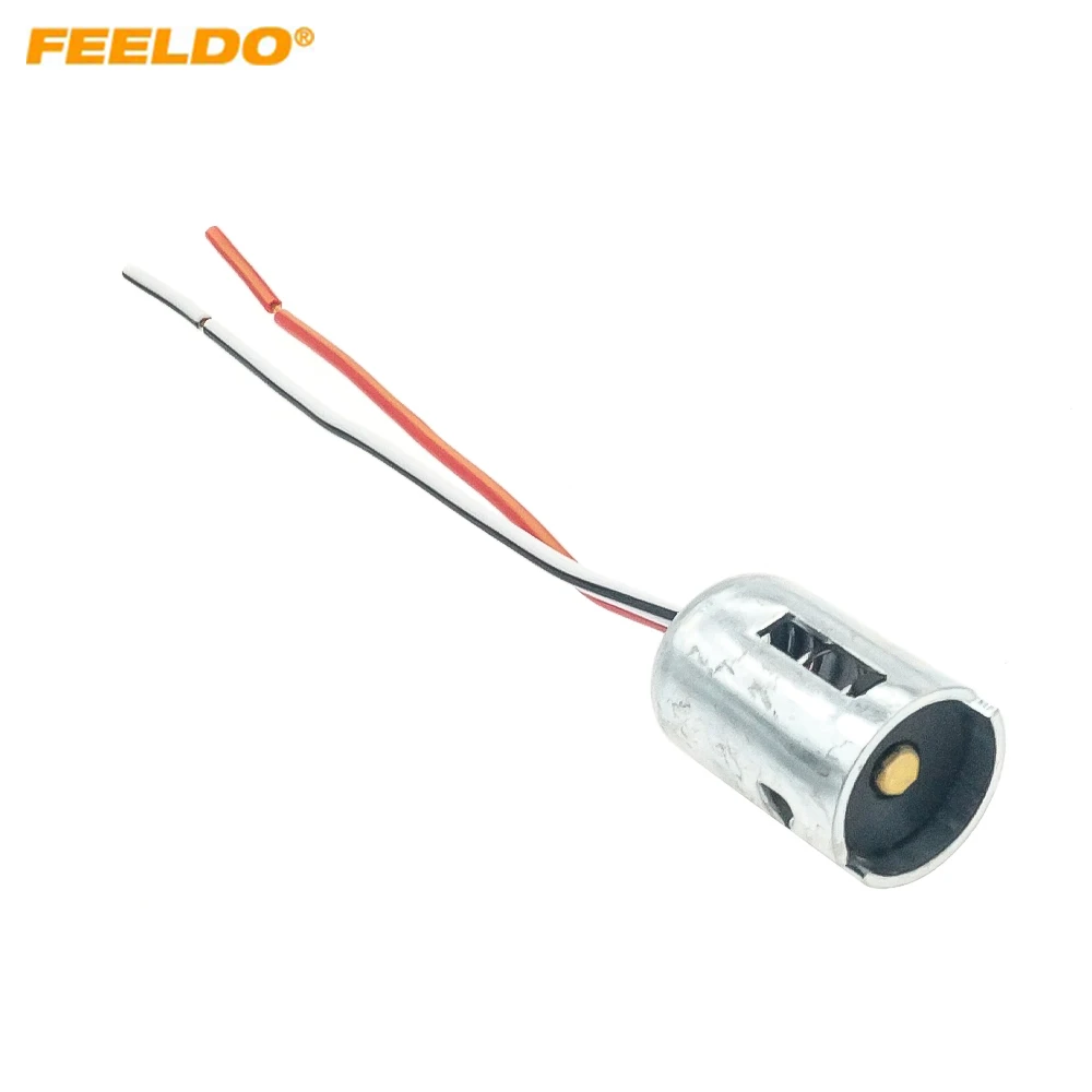 

FEELDO 2Pcs Car 1156 S25 1141 BA15s 7506 LED Socket Extension Replacement Holder Wire Harness #AM961