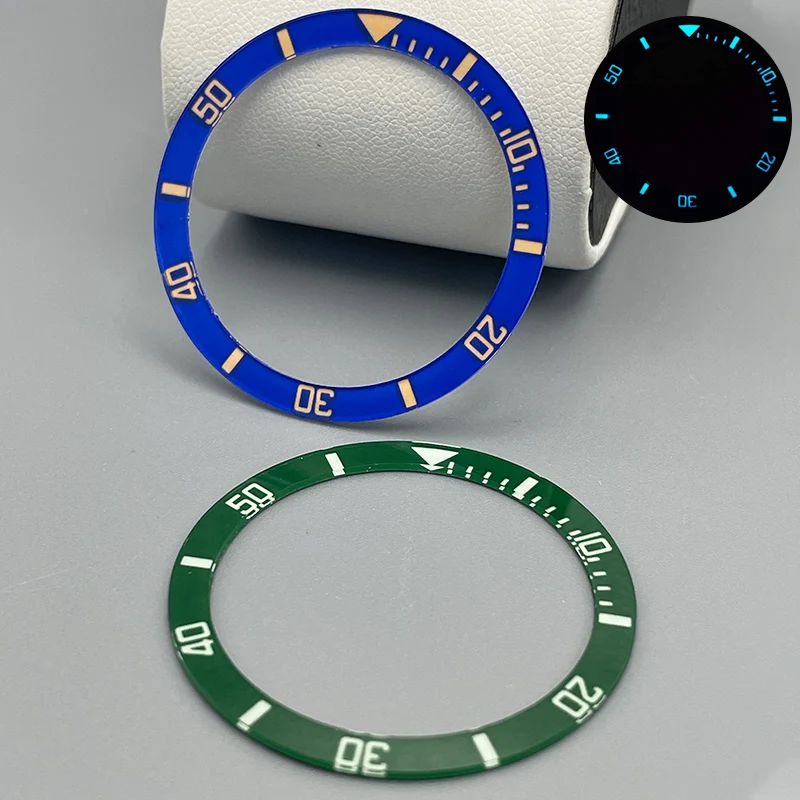 Mod 38mm*31.5mm Flat Acrylic Watch Bezel Insert 38mm Bezel Blue Luminous Fits SKX007 SKX009 SRPD Watch Case NH36 NH35 Movement